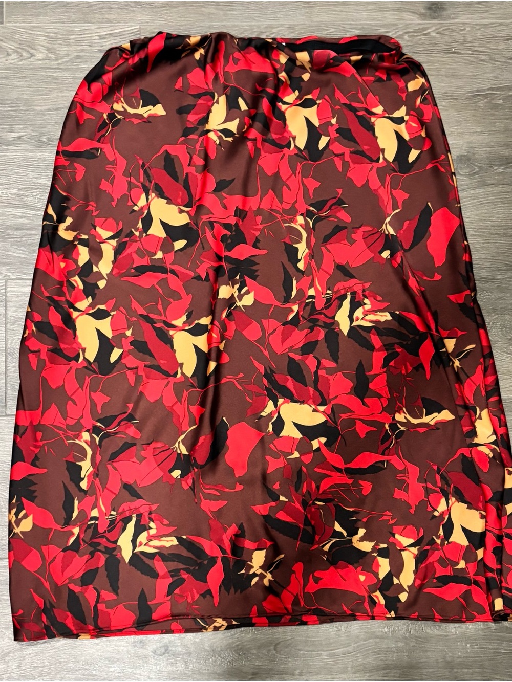 Nordstrom Red, Black & Yellow Floral Midi Skirt